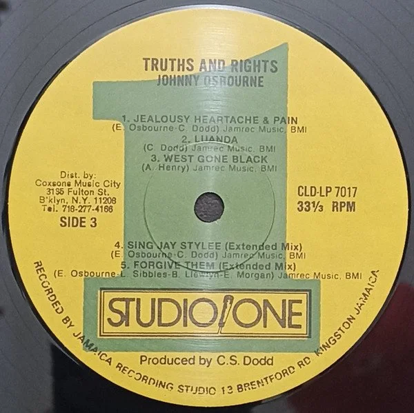 Rights Johnny Truths Osbourne - | & And – Studio One and LP